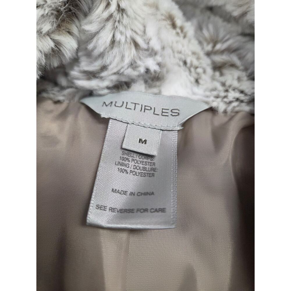 Multiples Plush Super Soft Teddy Beige Tan Cream Women's Vest Medium - Picture 2 of 3